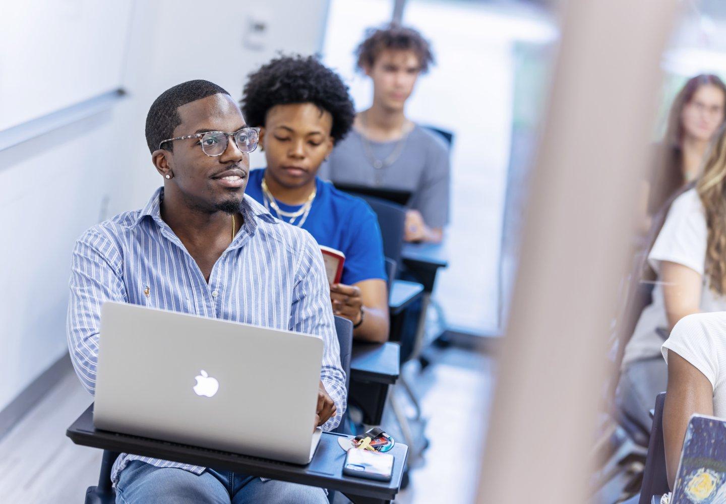 Students learning in a classroom